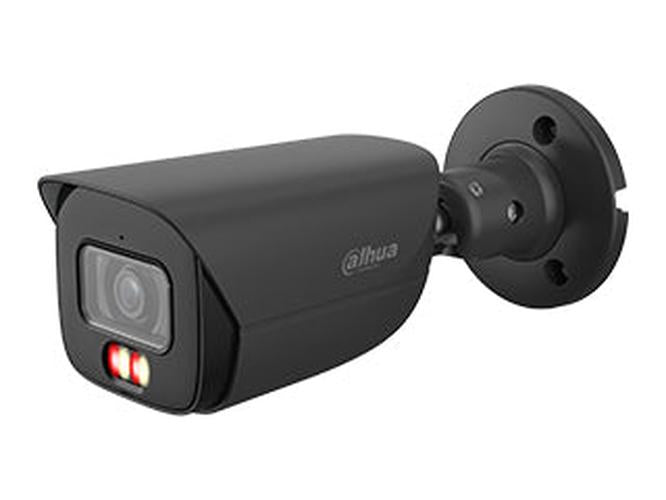 Zwarte Dahua 8MP WizSense bullet camera met vaste 2.8mm lens en Smart Dual Light technologie voor buitenbeveiliging.