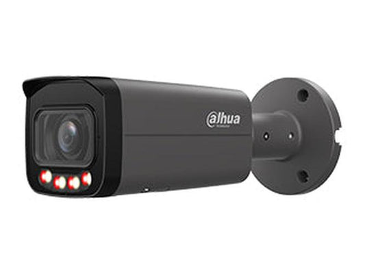 Zwarte Dahua WizMind 4MP bullet camera met 2.8mm lens en Smart Dual Light technologie.