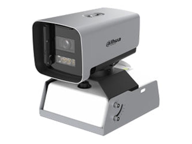 Dahua WizMind bullet camera met ruitenwisser en 2.6L watertank in een zilverkleurige metalen behuizing.