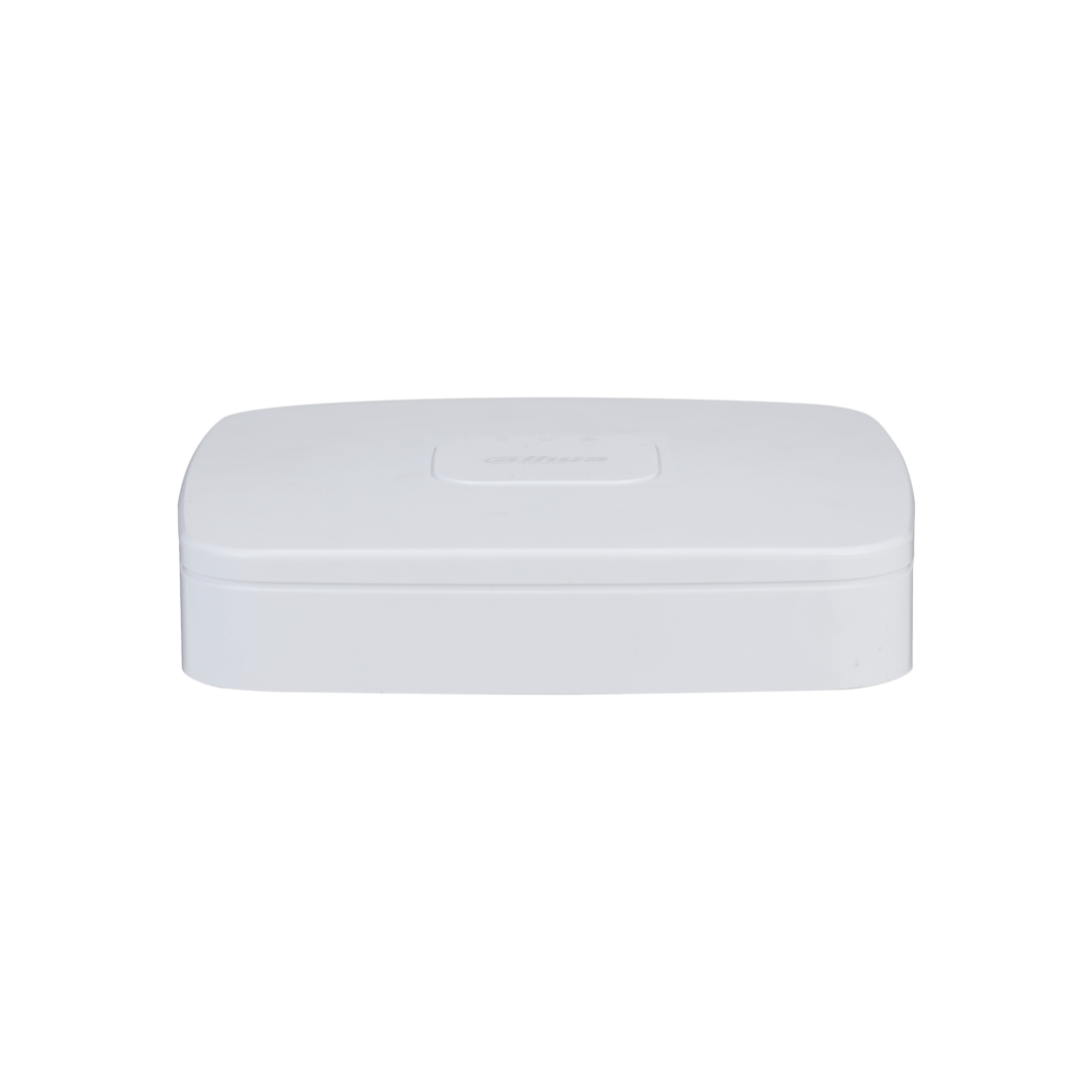 Compacte witte Dahua NVR4116-4KS3 netwerk videorecorder met strak design voor 16 IP-camera's.
