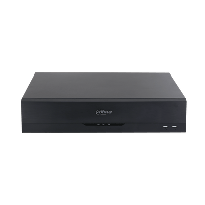 Zwarte Dahua NVR5832-EI2 32-kanaals netwerk videorecorder met USB-poorten en statuslampjes aan de voorzijde.