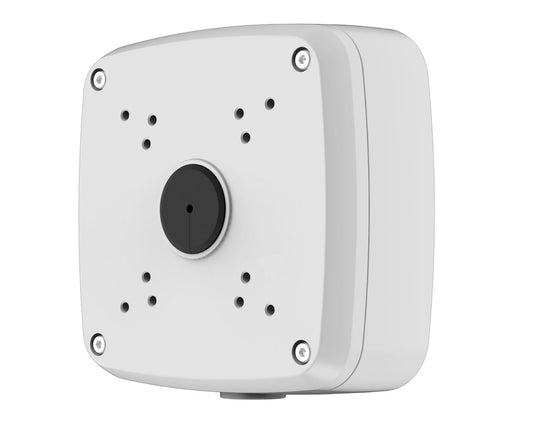 Witte aluminium Dahua PFA121 lasdoos voor bullet camera's met IP66-bescherming en 134mm formaat.
