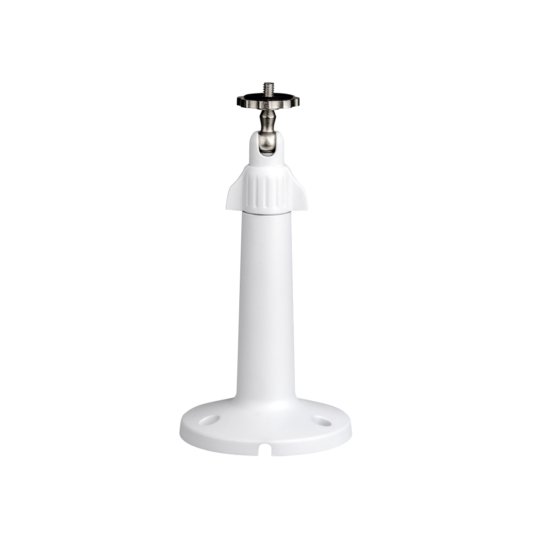 Witte aluminium Dahua PFB110W wandbeugel voor camera's met verstelbare kop voor wand- en plafondmontage.