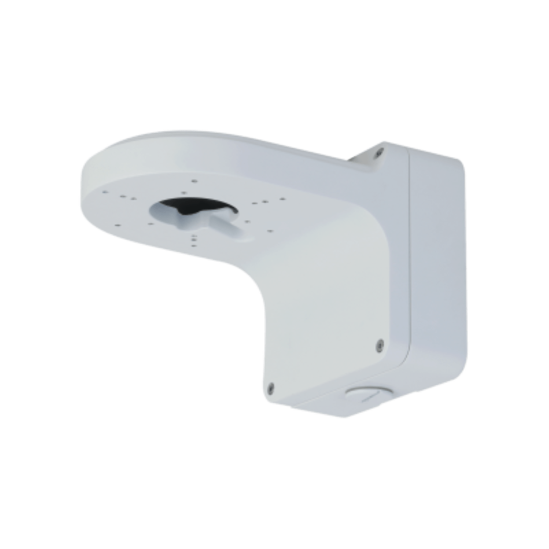 Witte Dahua PFB206W aluminium muurbeugel voor beveiligingscamera's met een robuust en weerbestendig ontwerp.