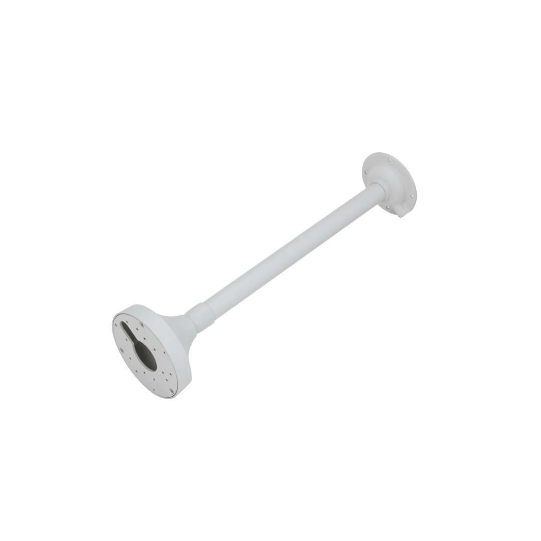 Witte verstelbare Dahua PFB2211C plafondbeugel van aluminium, 475 tot 800mm uitschuifbaar voor professionele cameramontage.