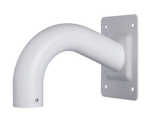 Witte Dahua PFB300S aluminium muurbevestigingsbeugel voor camera's met een gebogen design van 160x160x228mm.
