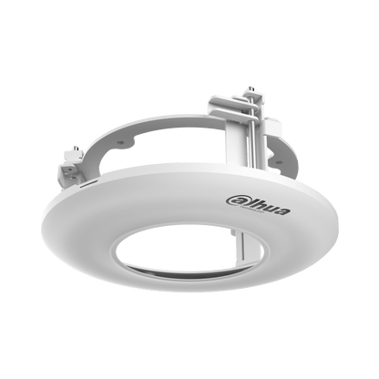 Witte aluminium Dahua PFB5203C plafondbeugel voor dome camera's met een compact, rond ontwerp voor eenvoudige montage.
