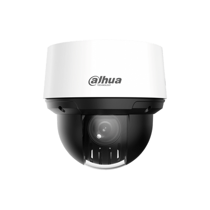 Witte Dahua WizSense PTZ-camera met zwarte koepel en 25x optische zoomlens voor professionele buitenbewaking.