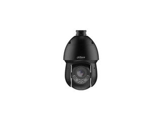 Zwarte Dahua WizSense PTZ-beveiligingscamera met 4MP lens, 25x optische zoom en geïntegreerde Smart Dual Light technologie.