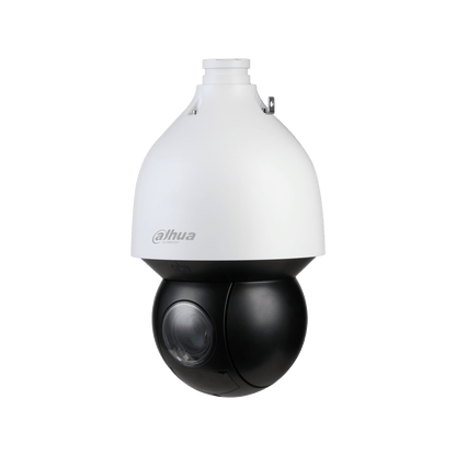 Dahua WizSense 2MP PTZ-camera met wit-zwarte behuizing en anti-corrosie coating voor buiten.