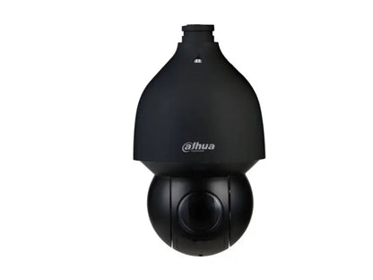 Zwarte Dahua 8MP WizSense PTZ-beveiligingscamera met 25x zoom en Starlight IR-technologie.