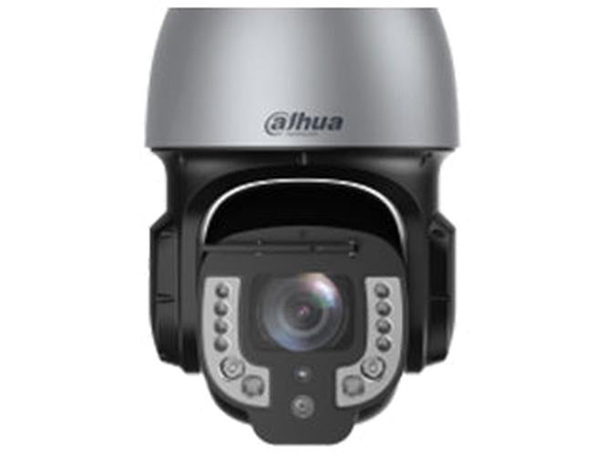 Dahua WizMind 4K PTZ-camera met zilveren behuizing, 42x zoomlens, ruitenwisser en krachtige laserverlichting.