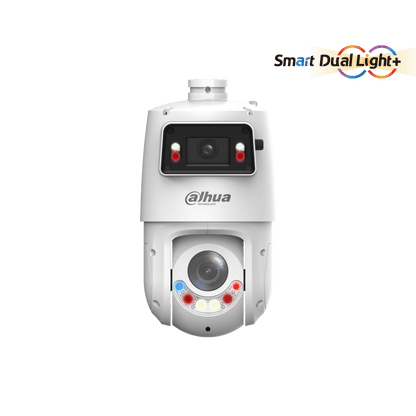 Witte Dahua X-Spans PTZ-camera met dual-lens, 25x zoom, Smart Dual Light en actieve afschrikking.