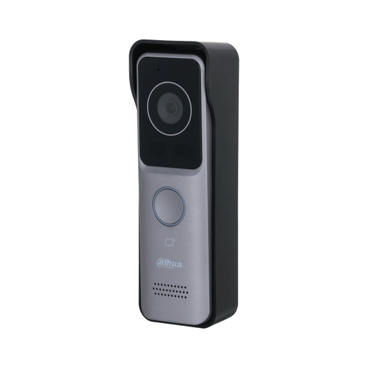 Dahua VTO2311R-WP ultraslanke zilveren video intercom buitenpost met camera en belknop.