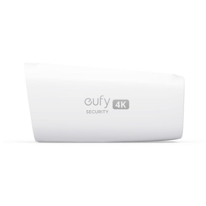 Witte EufyCam 3 draadloze 4K beveiligingscamera met strak design en Eufy Security logo.