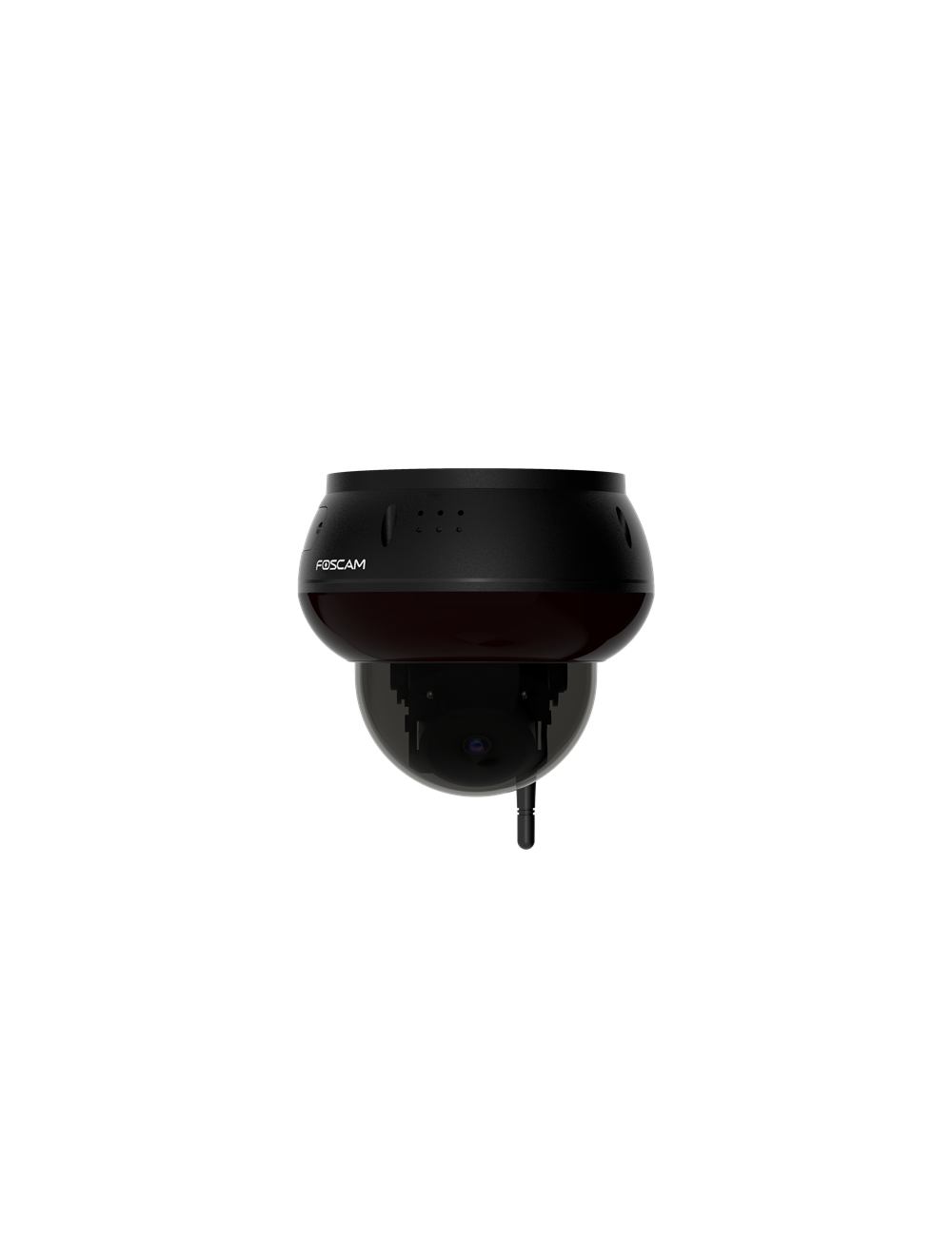 Zwarte Foscam D8T 4K PTZ buiten IP-camera met vandaalbestendige IK10 domebehuizing en WiFi-antenne.