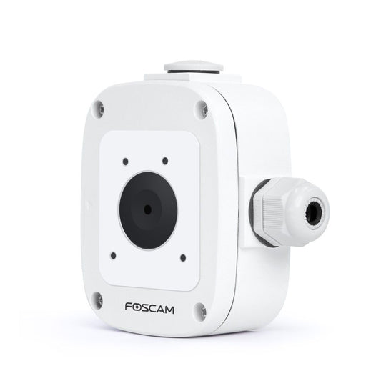 Witte Foscam FABS2 waterdichte lasdoos voor SD4 camera's met kabeldoorvoer en robuuste behuizing.