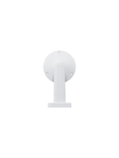 Witte Foscam FABWMB D8 muurbeugel voor buitencamera's met ronde montageplaat en stevig design.