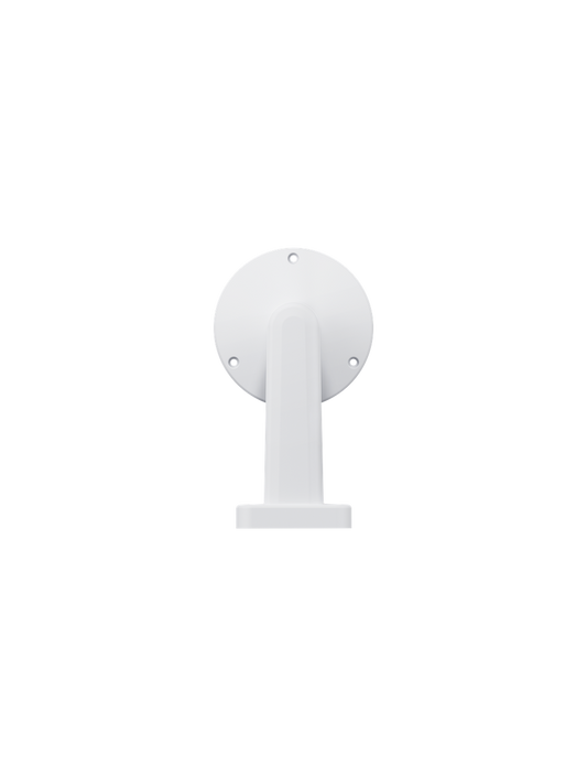 Witte Foscam FABWMB D8 muurbeugel voor buitencamera's met ronde montageplaat en stevig design.