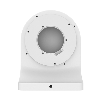 Witte Foscam FABWMB V2 muurbeugel voor turret beveiligingscamera's met ronde montageplaat en schroefgaten.