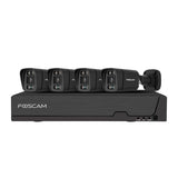 Foscam FN9108E-B4-2T Noir – Ensemble NVR PoE 5MP avec 4 caméras bullet et 2 To