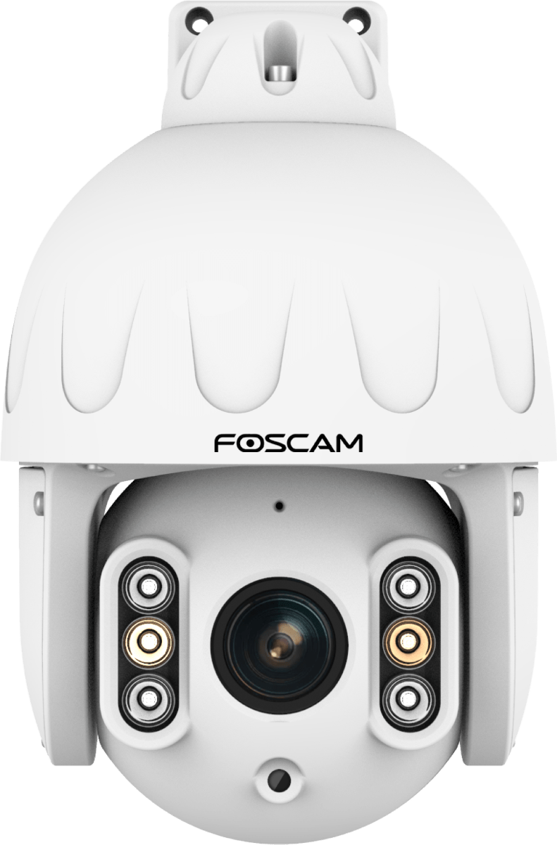 Witte Foscam SD8EP 4K PTZ-beveiligingscamera voor buiten met 4x optische zoom en infrarood nachtzicht.