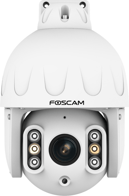 Witte Foscam SD8EP 4K PTZ-beveiligingscamera voor buiten met 4x optische zoom en infrarood nachtzicht.