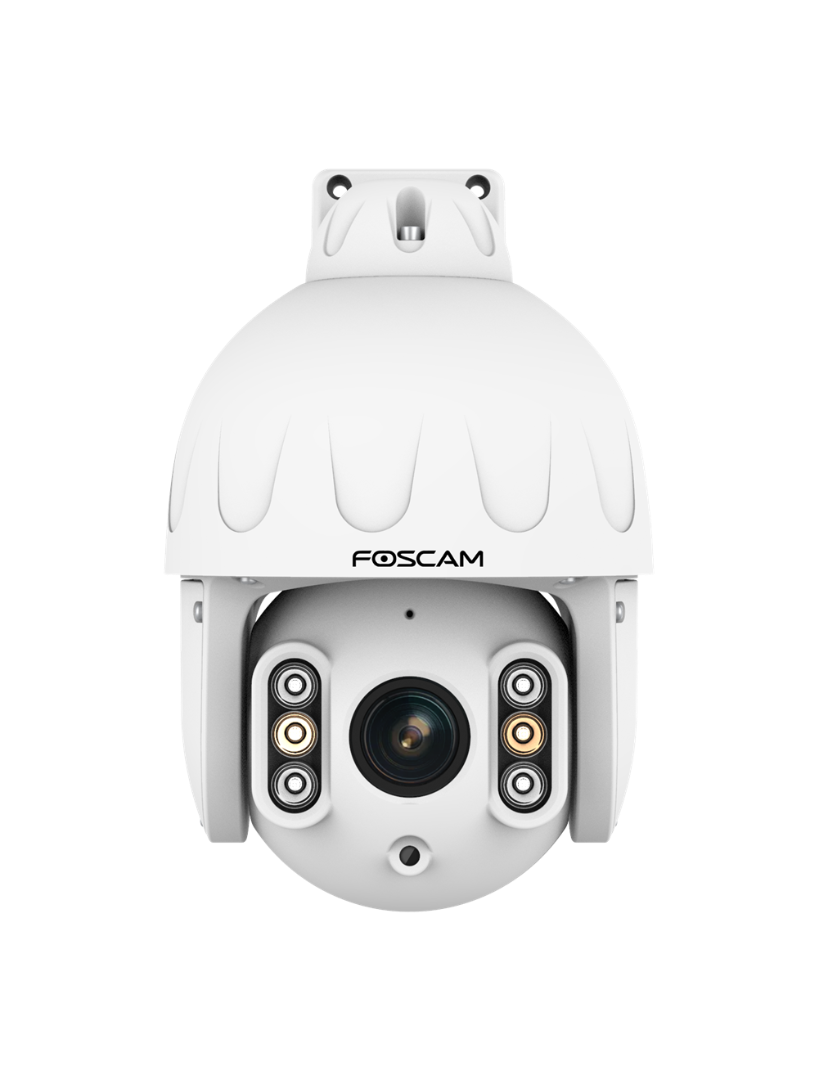 Witte Foscam SD8EP 4K PTZ-beveiligingscamera voor buiten met 4x optische zoom en infrarood nachtzicht.