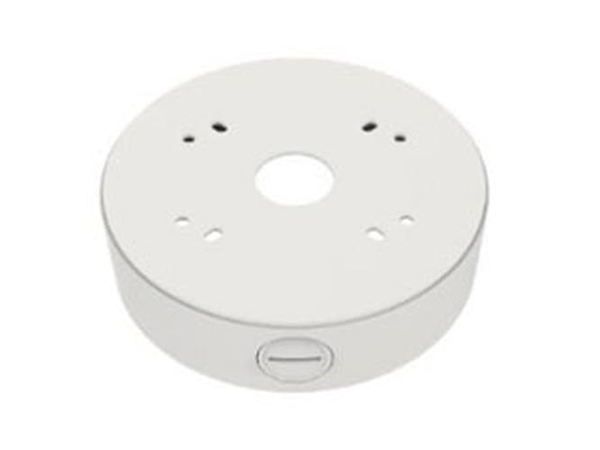 Witte Hanwha SBF-100B1 aluminium plafondbeugel voor een strakke flush mount montage van beveiligingscamera's.