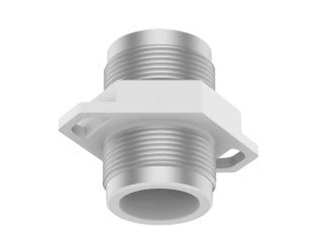 Witte aluminium Hanwha SBO-090GP muurbeugel voor beveiligingscamera's met schroefdraad en montageplaat.