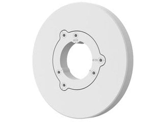 Witte, ronde aluminium muurbevestigingsbeugel voor Hanwha Vision beveiligingscamera's met een compact design.