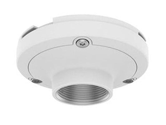 Witte Hanwha SBP-115PFA plafondbevestigingsadapter met compact 28mm ontwerp voor discrete cameramontage.
