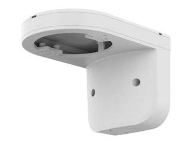 Witte, weerbestendige Hanwha SBP-125WMW1 wandmontagebeugel voor beveiligingscamera's met een robuust ontwerp.