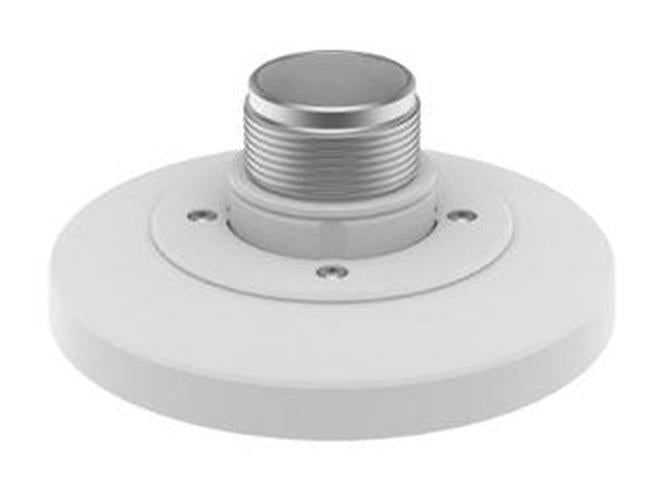 Witte Hanwha SBP-140HMW aluminium muurbeugel voor beveiligingscamera's met schroefdraadbevestiging.