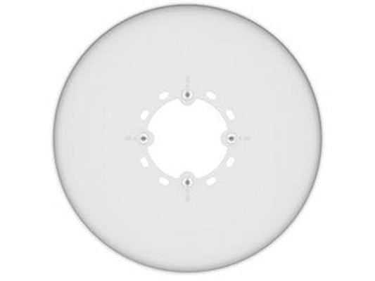 Witte, ronde Hanwha SBP-250C plafondmontagebeugel met een diameter van 263 mm voor dome camera's.