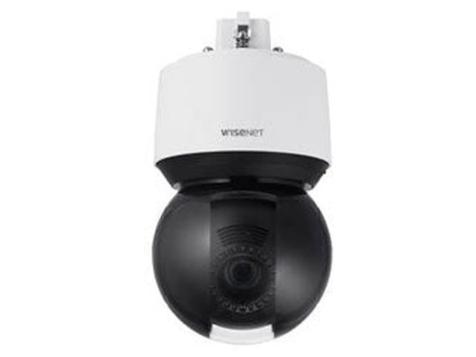 Hanwha Wisenet XNP-6400R witte en zwarte PTZ-beveiligingscamera met 40x optische zoomlens.