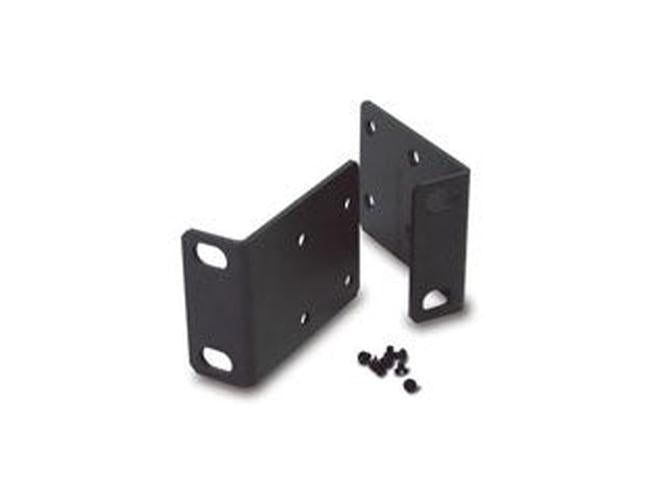 Zwarte 19 inch 1U rackmontagebeugels voor Hikvision NVR en DVR inclusief bevestigingsschroeven.