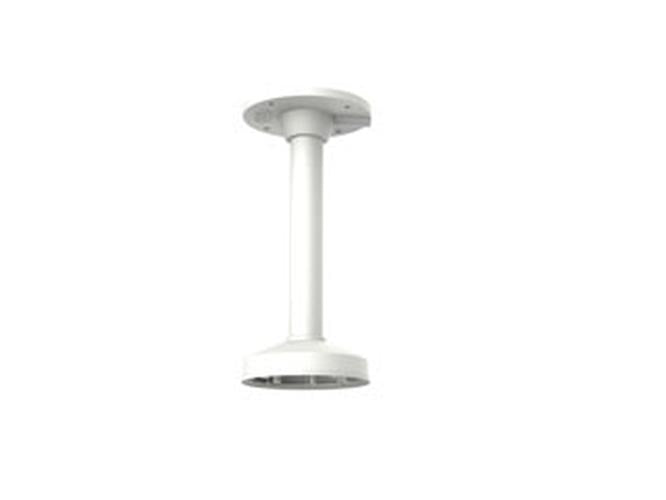Witte aluminium Hikvision plafondbeugel voor dome camera's met een ronde montageplaat en verticale buis.