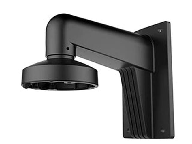 Zwarte aluminium muurbeugel voor Hikvision dome camera's, robuust ontwerp voor wandmontage.