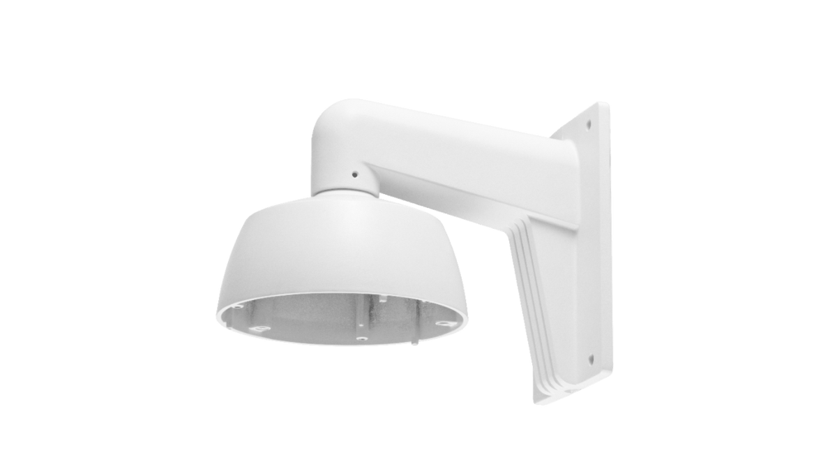 Witte Hikvision DS-1273ZJ-160 muurbeugel voor dome camera's met een diameter van 160mm en stevig metalen ontwerp.