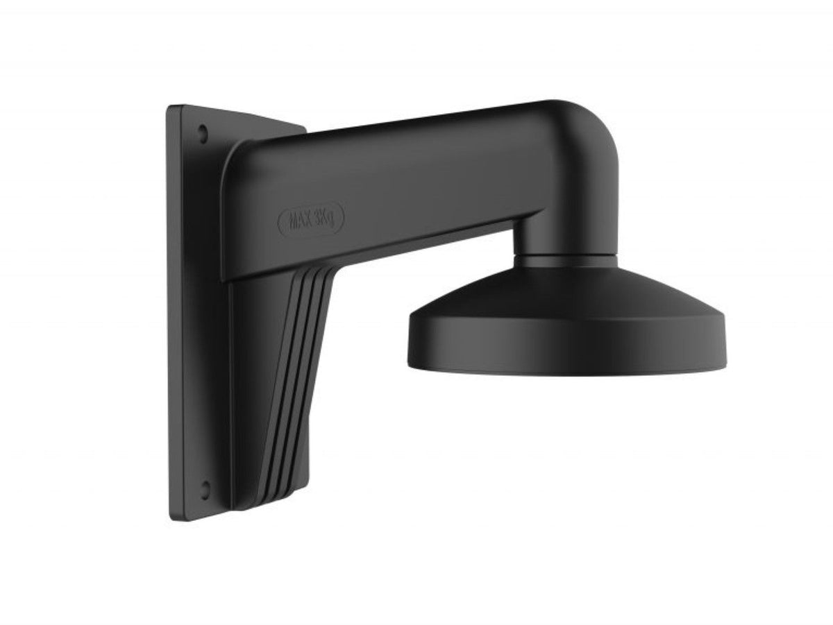 Zwarte aluminium muursteun Hikvision DS-1473ZJ-135 voor dome camera's met een robuust ontwerp voor wandmontage.