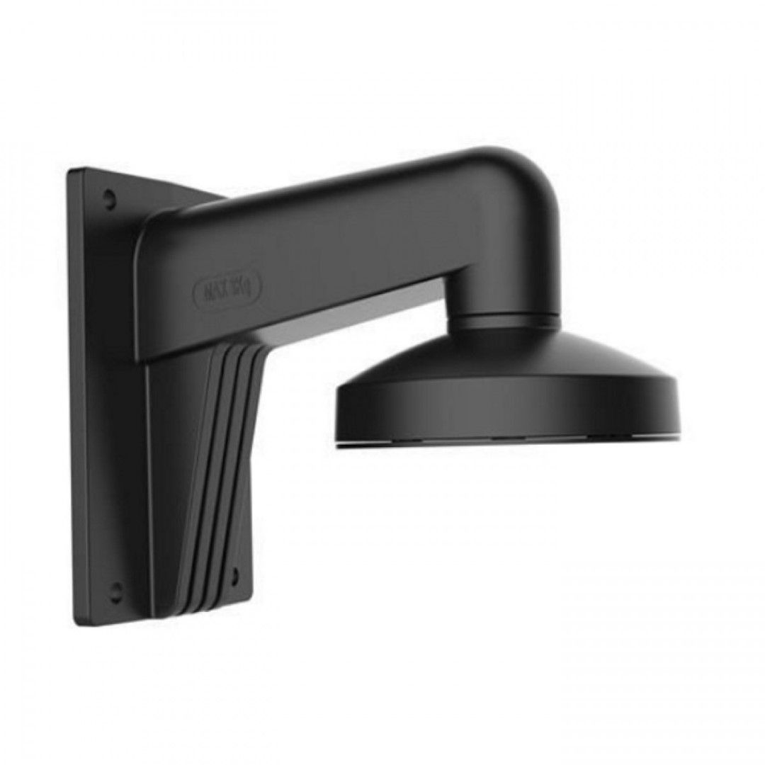 Zwarte aluminium muursteun voor Hikvision dome camera's met robuust design voor wandmontage.