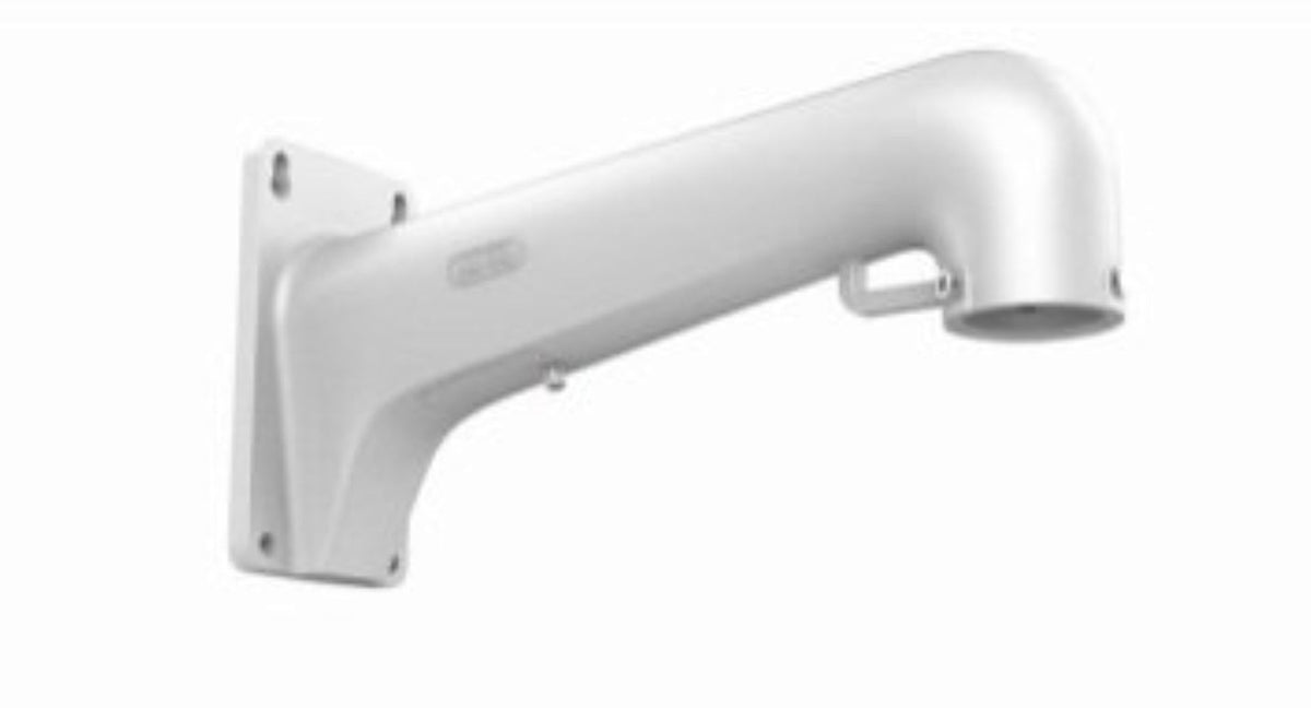 Witte aluminium muurbevestigingsbeugel Hikvision DS-1603ZJ voor PanoVu camera's met robuust wandmontageontwerp.