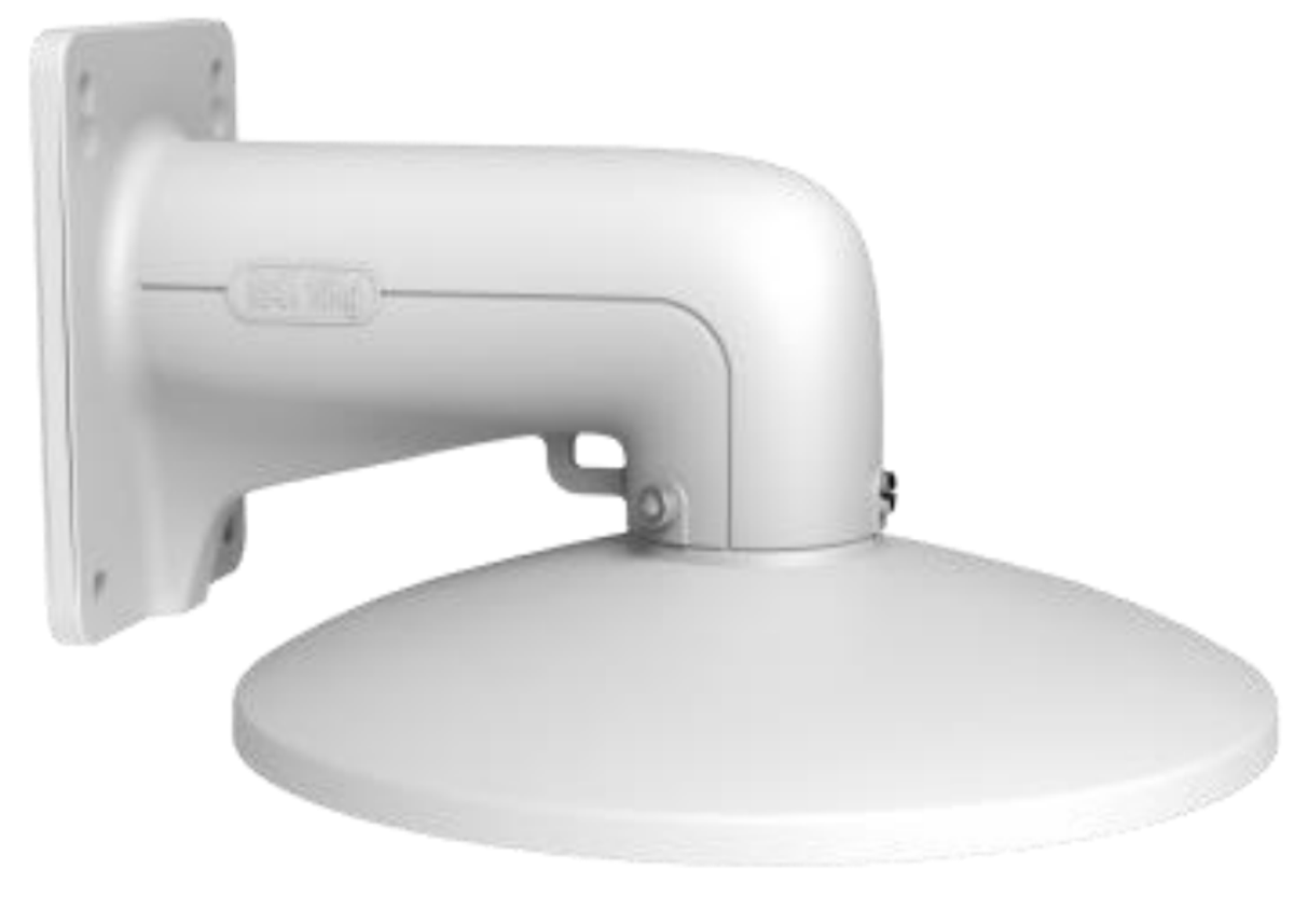 Witte Hikvision DS-1618ZJ-6D muurbeugel van aluminium voor speed dome camera's met ronde montageplaat.