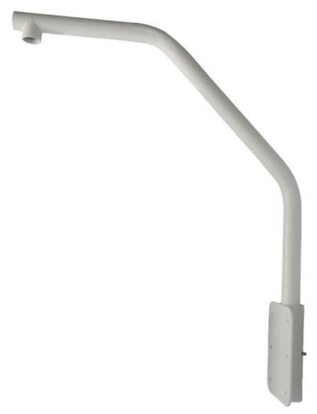 Grijze aluminium Hikvision muursteun met hoge overhanging voor PTZ-camera's, geschikt voor dakrandmontage.