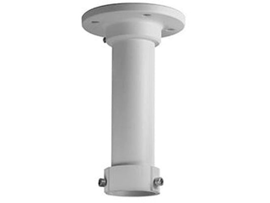 Witte Hikvision DS-1661ZJ-Y aluminium hangbevestiging voor dome camera's, 200mm lang met ronde plafondplaat.
