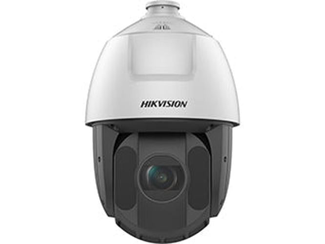 Witte Hikvision 4MP PTZ speed dome camera met 25x zoom, robuust IP66 en IK10 design voor professionele beveiliging.