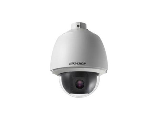 Witte Hikvision PTZ speed dome camera met 25x optische zoom en robuuste IP66 behuizing voor professionele beveiliging.