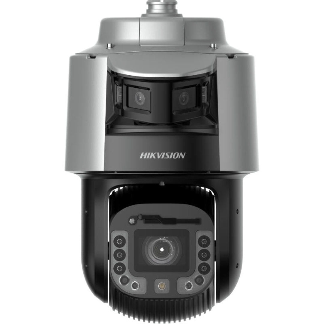 Hikvision 4MP PTZ speed dome camera in wit en zwart met 42x optische zoom en krachtige IR-verlichting.