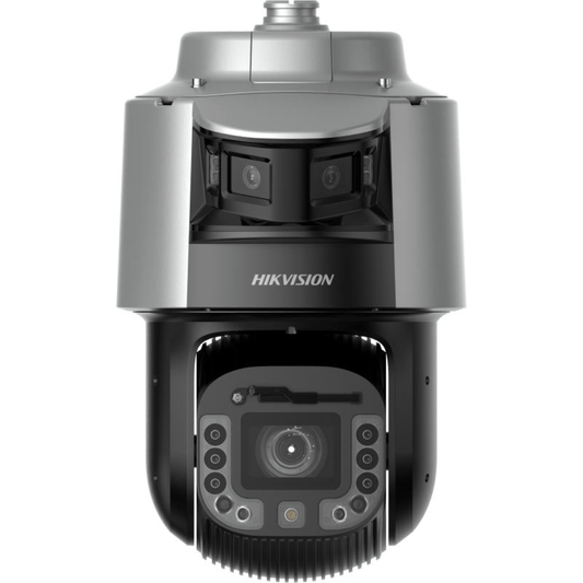 Hikvision 4MP PTZ speed dome camera in wit en zwart met 42x optische zoom en krachtige IR-verlichting.